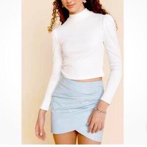 Mi Ami Long Sleeves Blouse,Turtle Neck, Open Back Tie, Size Large